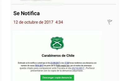 CARABINEROS ALERTA SOBRE FALSO CORREO ELECTRÓNICO INSTITUCIONAL