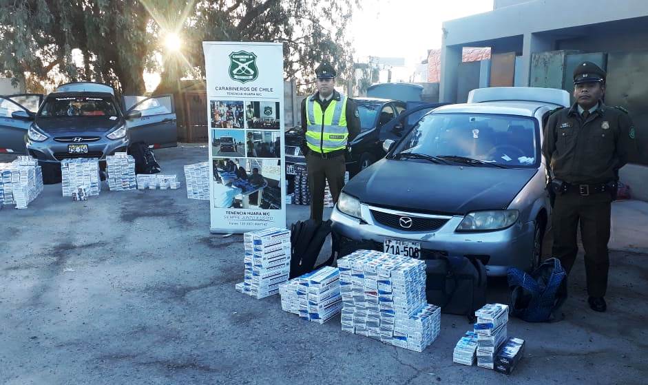 CARABINEROS DE LA TENENCIA HUARA DECOMISARON MILLONARIO CONTRABANDO DE CIGARRILLOS 