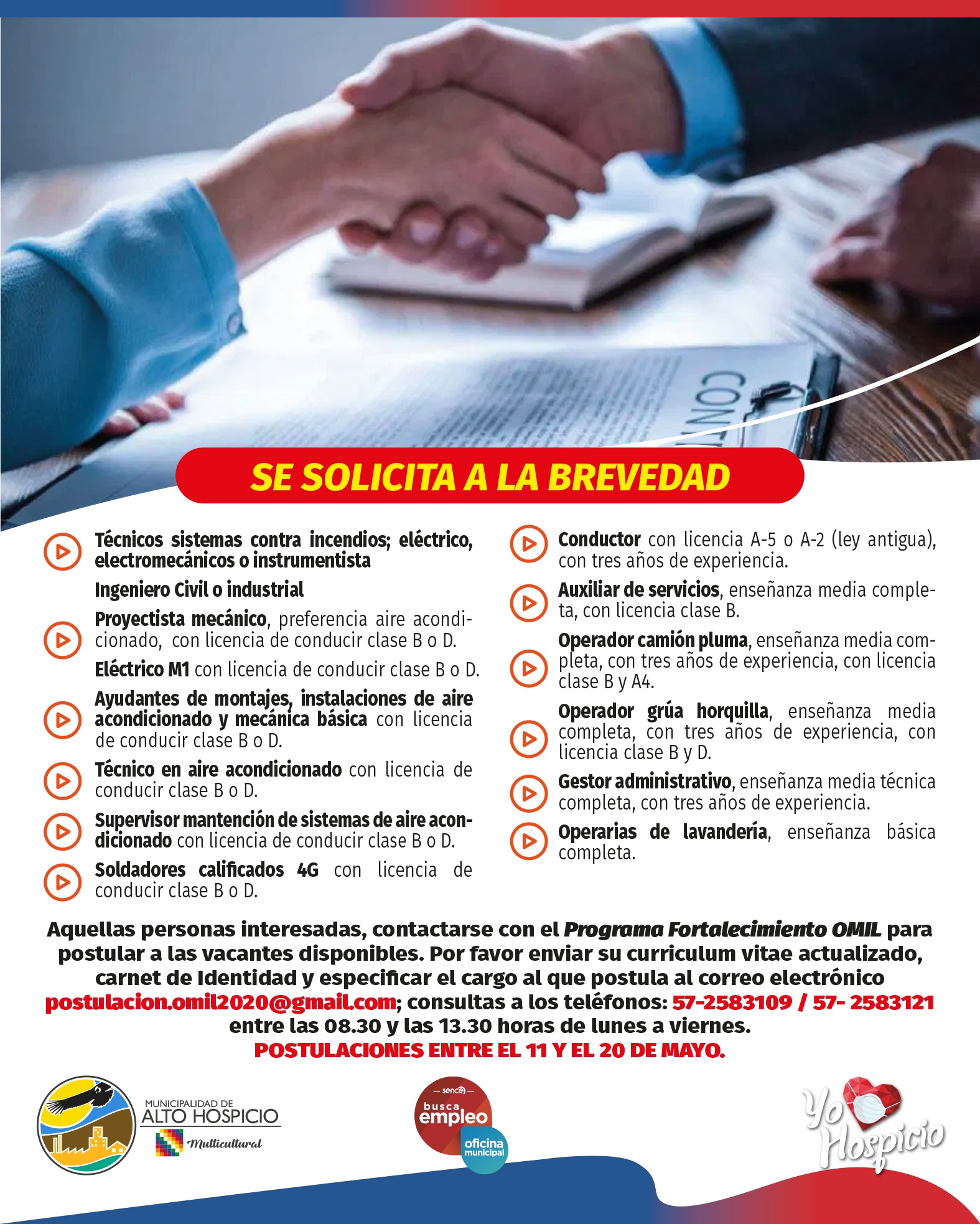 Omil comunica ofertas laborales