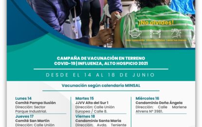 Calendario de vacunación en Terreno que se realizará esta semana.