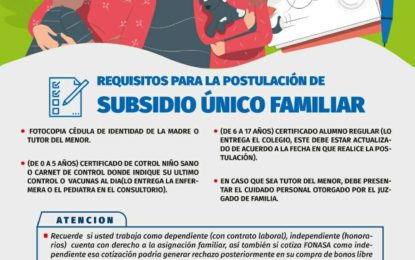 La Dirección de Desarrollo Comunitario ha generado el siguiente enlace para facilitar las consultas acerca del Subsidio Único Familiar