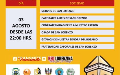 Programa Entrada Bailes Religiosos Fiesta Patronal San Lorenzo 2021 “Junto a San Lorenzo, Unidos por la Fe y la Esperanza vivamos la Comunión en nuestro hogar”