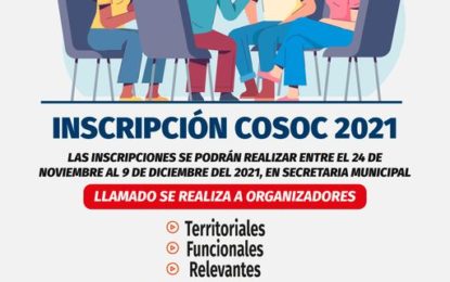 Municipio convoca a postular al COSOC