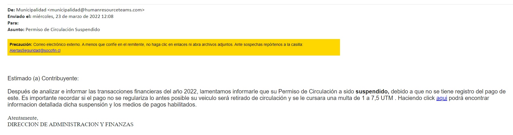 MUNICIPALIDAD DE IQUIQUE LLAMA A CUIDARSE DE ESTAFAS EN PERMISOS DE CIRCULACIÓN VÍA CORREO ELECTRÓNICO