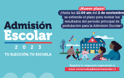 Hasta el 2 de noviembre se extiende el plazo para revisar los resultados de postulación para la Admisión Escolar 2023