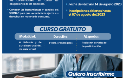 EL SERNAC INVITA A CONSUMIDORES Y EMPRESAS DE BIENES Y SERVICIOS A SU CURSO GRATUITO ONLINE