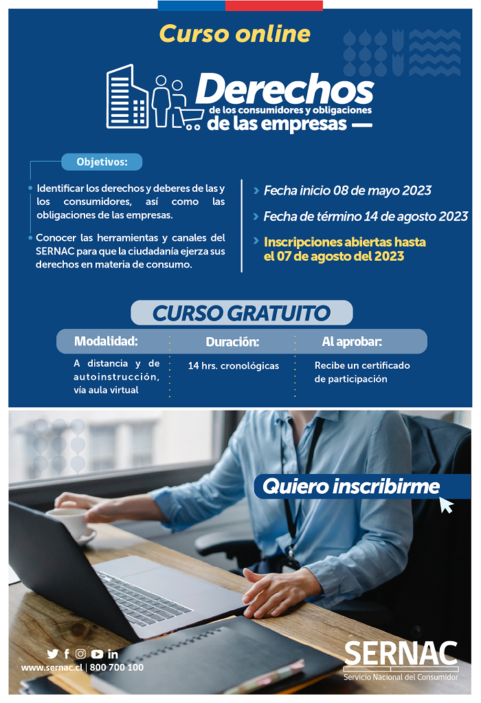 EL SERNAC INVITA A CONSUMIDORES Y EMPRESAS DE BIENES Y SERVICIOS A SU CURSO GRATUITO ONLINE